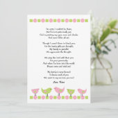Invitation Birds baby shower merci notes / vert rose (Debout devant)