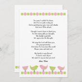 Invitation Birds baby shower merci notes / vert rose (Devant / Derrière)