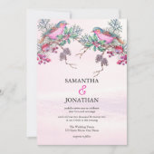Invitation Birds & Berries Pinecone Watercolor Winter Wedding (Devant)