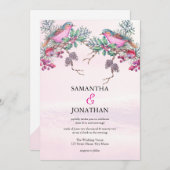 Invitation Birds & Berries Pinecone Watercolor Winter Wedding (Devant / Derrière)