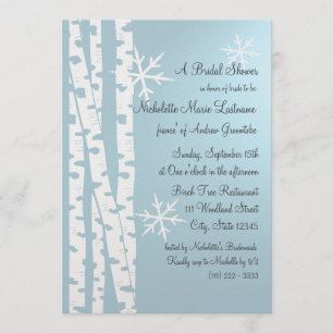 Invitation Birger Tree and Snowflakes Fête des mariées Ice Bl