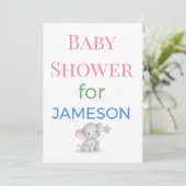 Invitation Birth Announcement Card Diaper Raffle | Elegant (Debout devant)