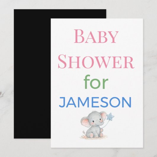 Invitation Birth Announcement Card Diaper Raffle | Elegant (Devant / Derrière)