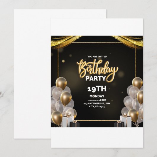 INVITATION BIRTHDAT 19E (Devant / Derrière)
