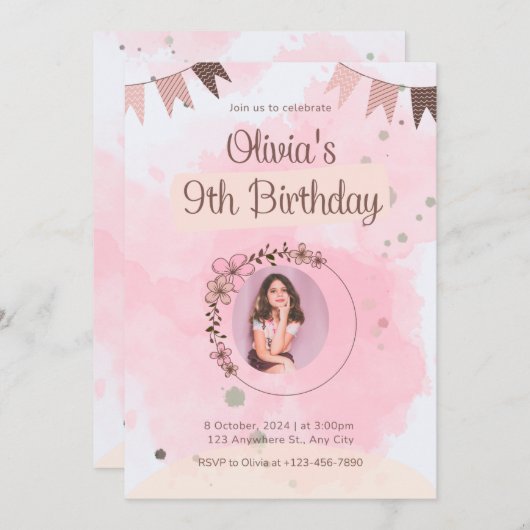 Invitation birthday  (Devant / Derrière)