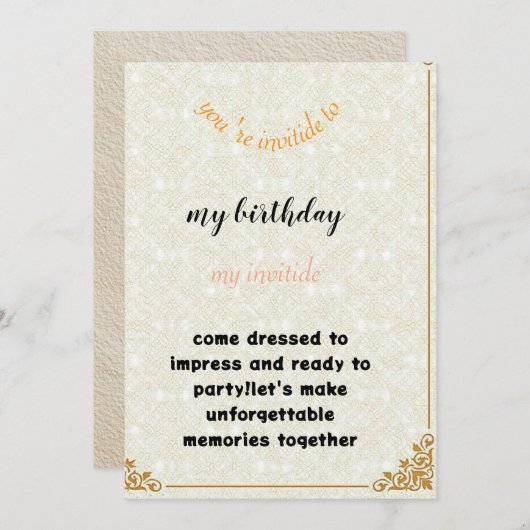 invitation birthday (Devant / Derrière)