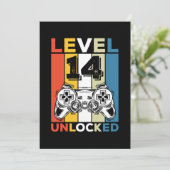 Invitation Birthday 14th Level Unlocked 14 Gaming Vintage (Debout devant)