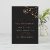 Invitation Birthday black gold floral minimalist luxury (Debout devant)
