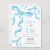 Invitation Birthday Blue Bow (Devant)