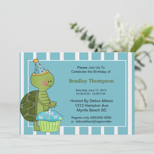 Invitation Birthday Boy Turtle (Debout devant)
