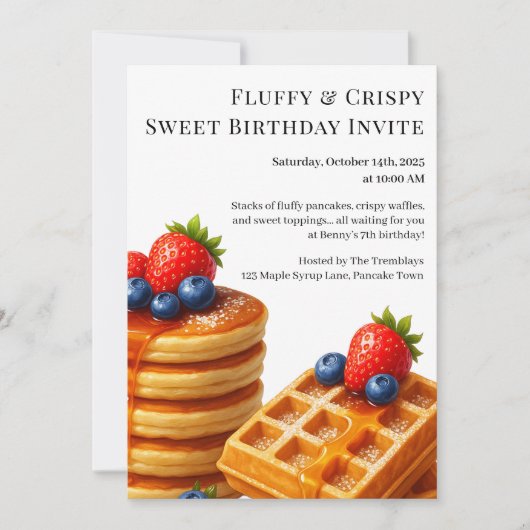 Invitation Birthday Brunch Party | Pancakes & waffles (Devant)