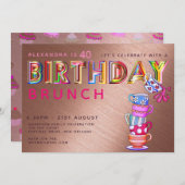 Invitation BIRTHDAY BRUNCH Rose Gold - N'IMPORTE QUEL Invitat (Devant / Derrière)