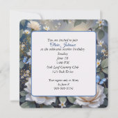 Invitation Birthday Butterflies On White Roses and Daisies (Devant)