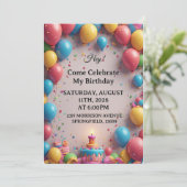 Invitation Birthday Celebration With Balloons (Debout devant)