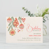 Invitation Birthday christmas ornament  (Debout devant)