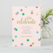 Invitation Birthday Confetti Peachy Pink Party Invite (Debout devant)