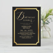 Invitation Birthday Dinner Modern & Minimal Black (Debout devant)