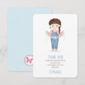 Invitation Birthday Girl in Overalls Brunette (Devant / Derrière)