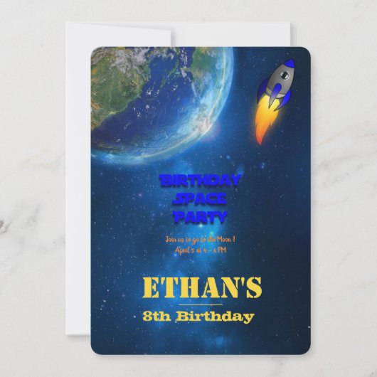 Invitation Birthday in space (Devant)