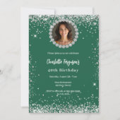 Invitation Birthday party emerald green diamond photo (Devant)