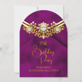 Invitation Birthday Party Plum Faux Velvet Gold Diamonds Gems (Devant)