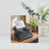 Invitation Birthday Party Retro Typewriter by a Window (Debout devant)