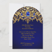 Invitation Birthday Party Royal Blue Gold Lace Diamonds Gems (Dos)