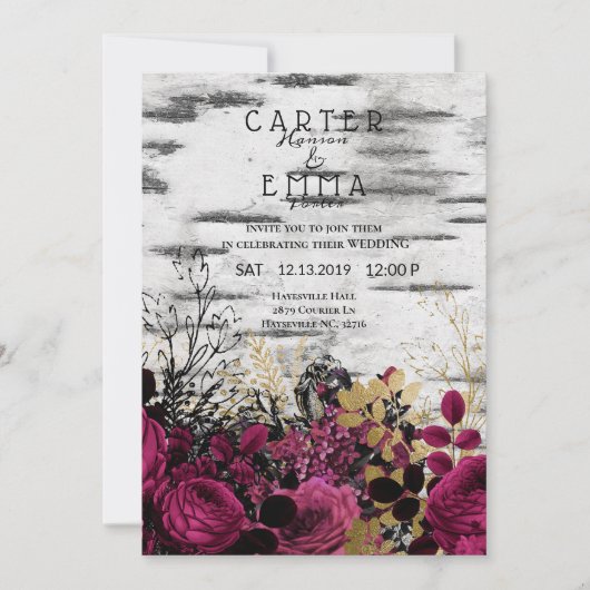 Invitation Birthier rustique et Mariage campagnard floral (Devant)
