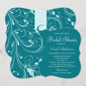 Invitation Biscay Bay & Mint Swirls & Butterflies (Devant / Derrière)
