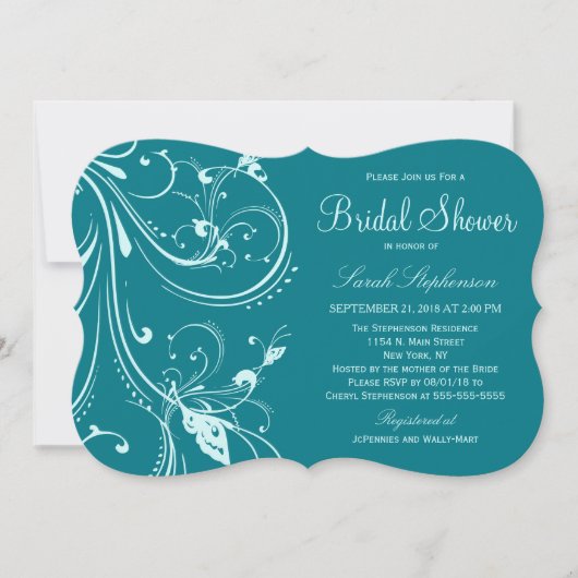 Invitation Biscay Bay & Mint Swirls & Butterflies (Devant)