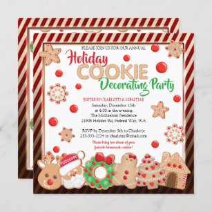 Invitation Biscuit de Noël de vacances décorant la partie