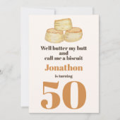 Invitation Biscuit de nourriture amusant, citation fête de 50 (Devant)