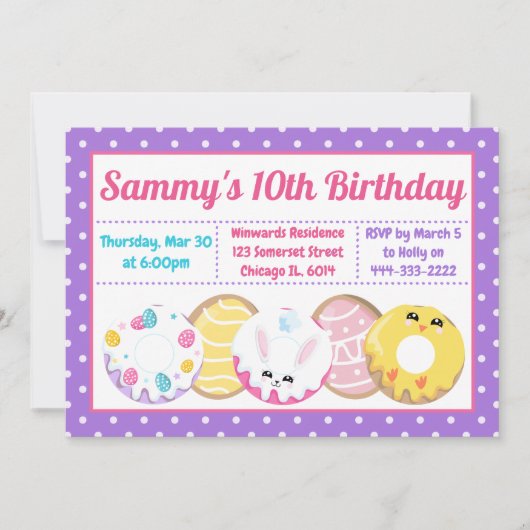 Invitation Biscuits de Pâques Donuts et sucreries Fête d'anni (Devant)