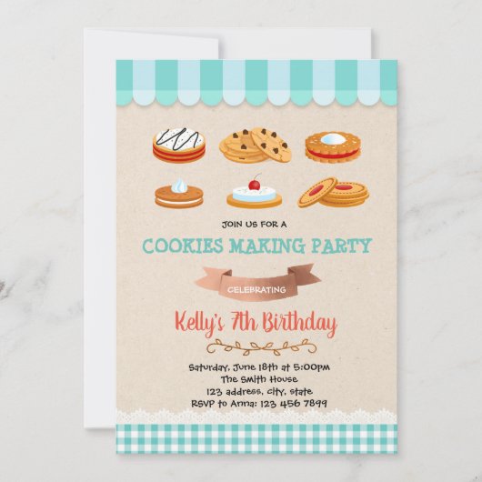 Invitation Biscuits faisant l'invitation de fête (Devant)