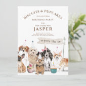Invitation Biscuits & Pup Gâteaux Chien Fête d'anniversaire (Debout devant)