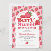 Invitation Biset rouge rose doux Baby shower (Devant)
