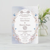 Invitation Bismillah Blue & Gold Muslim Nikkah Card (Debout devant)