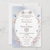 Invitation Bismillah Blue & Gold Muslim Nikkah Card (Devant)