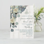 Invitation Bismillah Islamique Bois Rustique Mariage Floral (Debout devant)