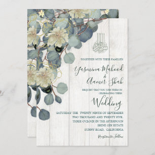 Invitation Bismillah Islamique Bois Rustique Mariage Floral