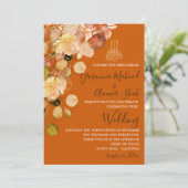 Invitation Bismillah islamique brûlé Orange Mariage floral (Debout devant)