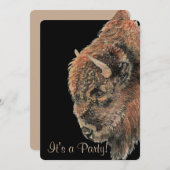 Invitation Bison Buffalo Faune Art Nature Anniversaire (Devant / Derrière)