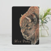 Invitation Bison Buffalo Faune Art Nature Anniversaire (Debout devant)
