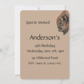 Invitation Bison Buffalo Faune Art Nature Anniversaire (Dos)