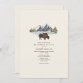 Invitation Bison de Buffalo Aquarelle Montagnes Ranch Mariage (Devant / Derrière)