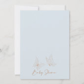 Invitation Bisous bleu beige floral Baby shower Bisous (Dos)