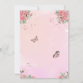 Invitation Bisous de Papillon Rose et Or (Dos)