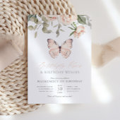 Invitation Bisous papillon rose Fille fête d'anniversaire