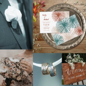 Invitation Bisque Turquoise Cuivre Abstrait Foncé Lumineux Da