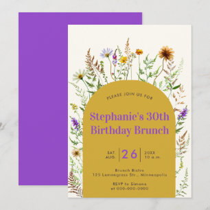 Invitation Bistro moderne Fleur sauvage Boho Frame 30e annive